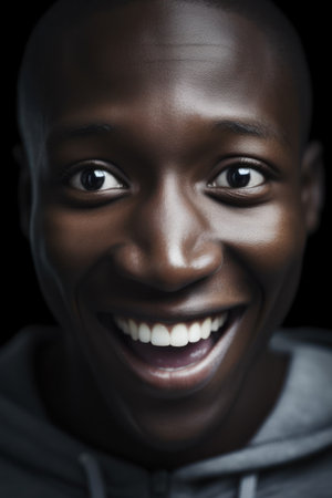 a close-up of a man smilingの素材