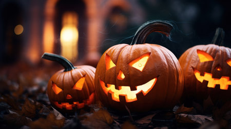 a group of carved pumpkinsの素材