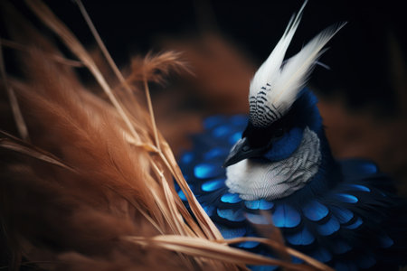 a blue bird with white feathersの素材