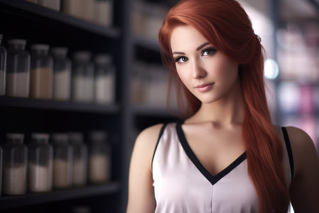 a woman with red hairの素材