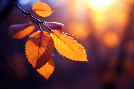 a close up of leaves on a branchの素材