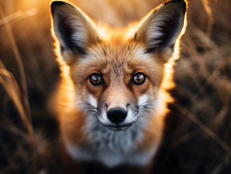 a fox looking at the cameraの素材