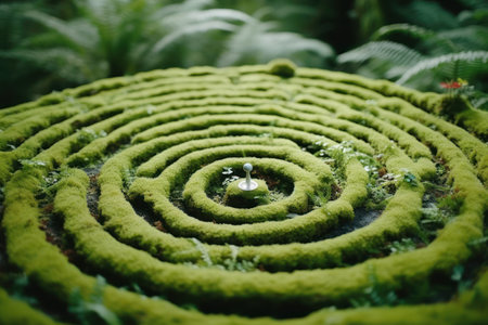 a small white object in a circular mazeの素材