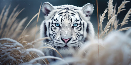 a white tiger with blue eyesの素材