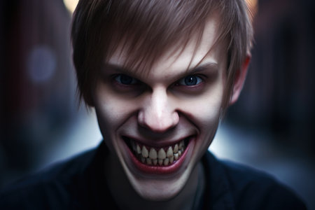 a man with a scary smileの素材