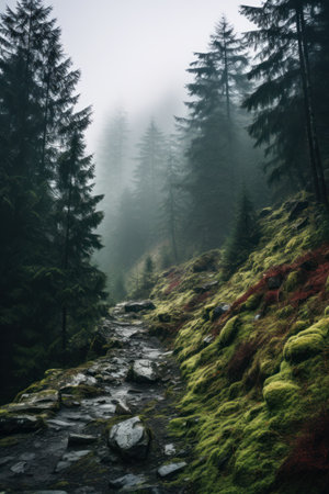 a rocky path through a forestの素材