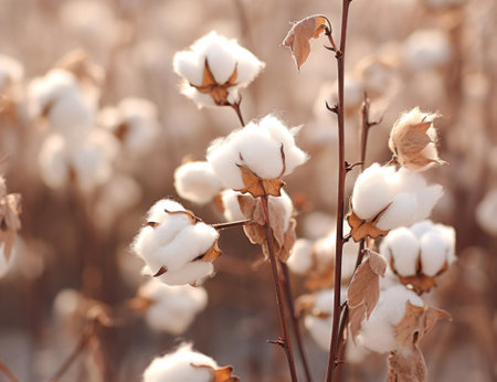 a plant with cotton ballsの素材