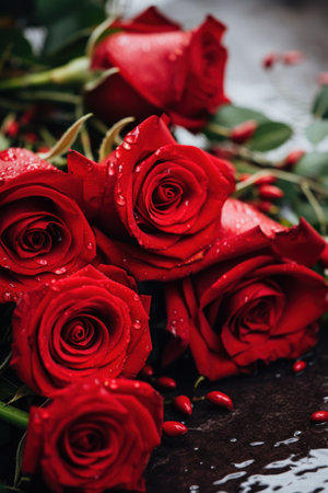 a group of red rosesの素材