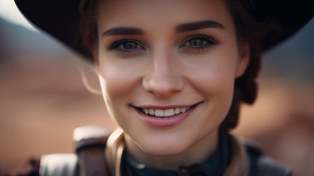 a close up of a woman smilingの素材