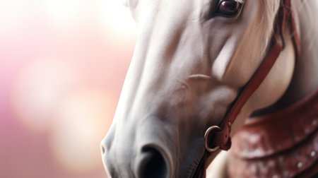 a close up of a horse's faceの素材