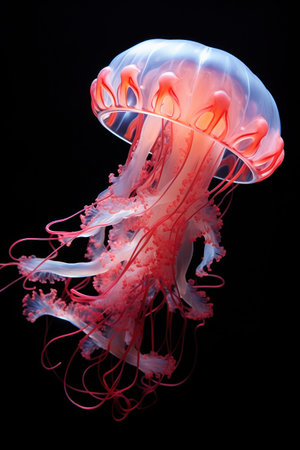 a jellyfish with red tentaclesの素材