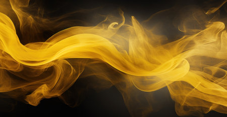 a yellow smoke on a black backgroundの素材