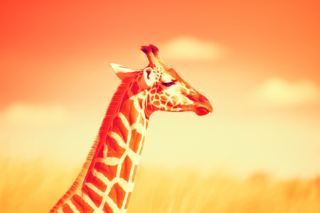 a giraffe standing in a fieldの素材