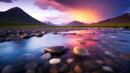 a river with rocks in the waterの素材