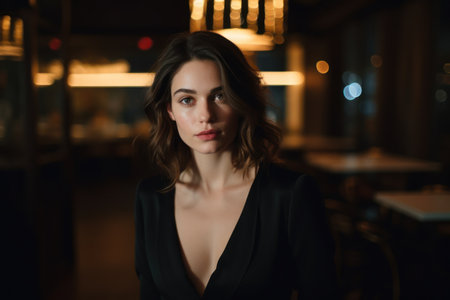 a woman in a black dressの素材