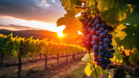a bunch of grapes on a vineの素材