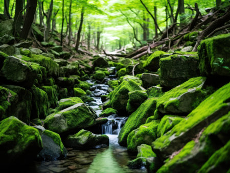 a stream running through a forestの素材