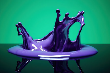 a purple liquid splashing out of a circleの素材
