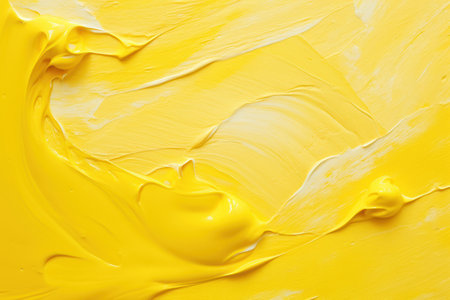 yellow and white paint on a surfaceの素材