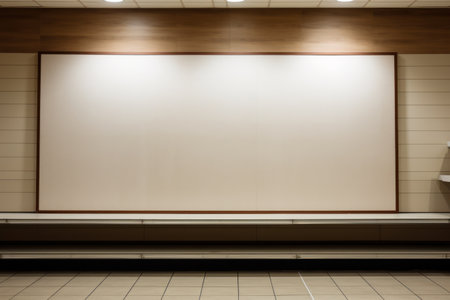 a white board with a wood trim and lightsの素材