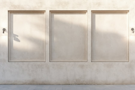 a wall with three rectangular panelsの素材