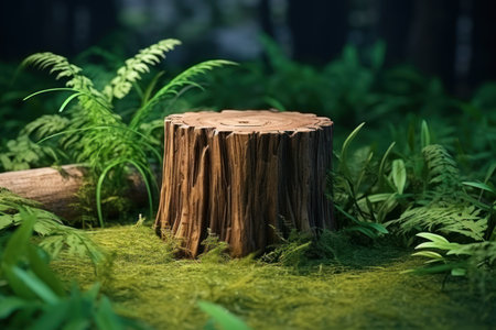 a tree stump in the grassの素材