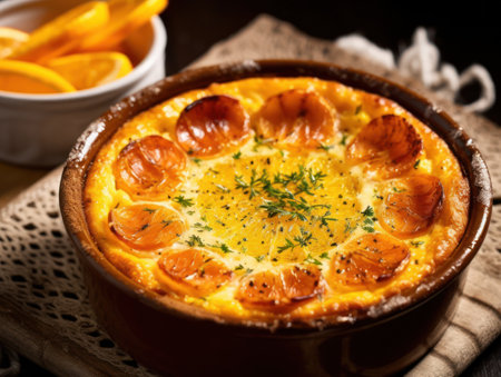 a bowl of food on a tableの素材