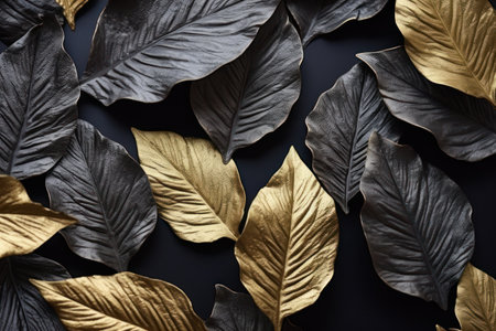 a group of black and gold leavesの素材