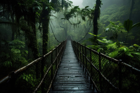 a bridge in the middle of a forestの素材