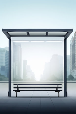 a bench in front of a cityの素材
