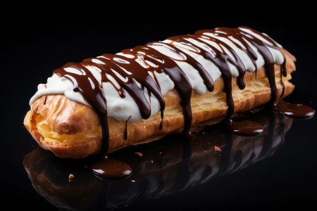 a pastry with chocolate drizzled on topの素材