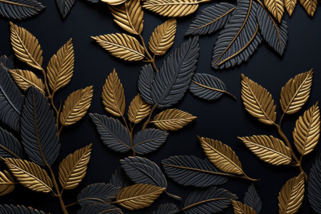 a black and gold leavesの素材