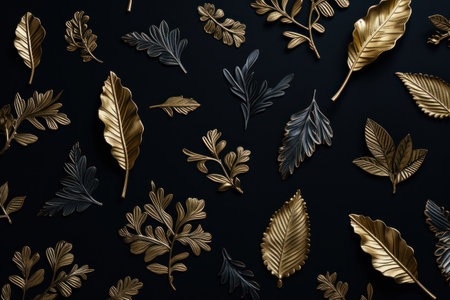 a black and gold leaf shapesの素材