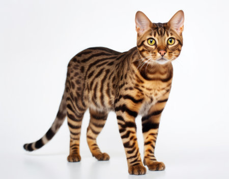 a cat standing on a white backgroundの素材