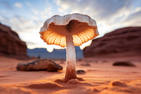 a mushroom growing out of sandの素材
