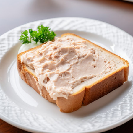 a piece of bread with spread on itの素材