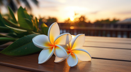a close up of flowers on a tableの素材