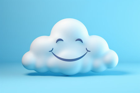 a white cloud with a smiling faceの素材