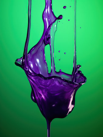 a purple liquid splashing out of a glassの素材