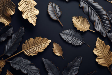 a black and gold leavesの素材