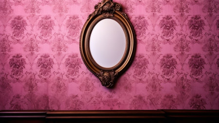 a oval frame on a wallの素材