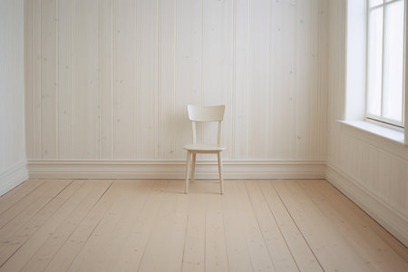 a white chair in a roomの素材