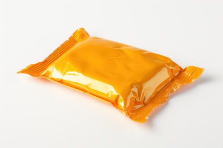 a yellow package on a white surfaceの素材
