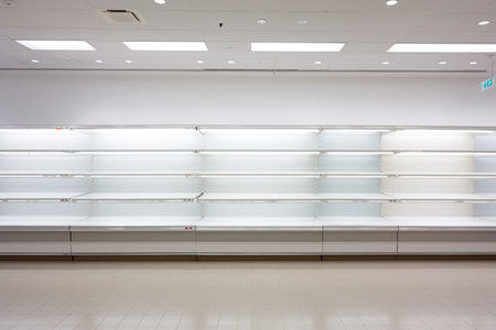 empty shelves in a storeの素材