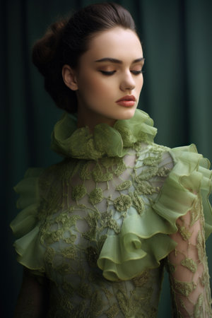 a woman in a green dressの素材