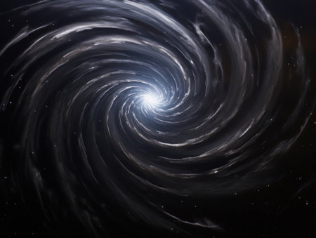 a spiraling white and grey swirls in spaceの素材