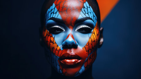 a woman with a face paintの素材