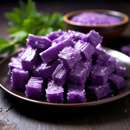a plate of purple foodの素材