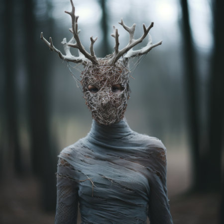 a person wearing a garment with a deer antlersの素材