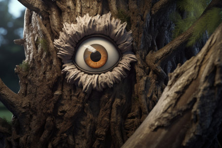 a cartoon of a tree with a eyeball in itの素材